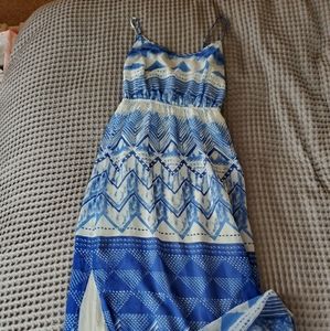 Blue and white maxi dress